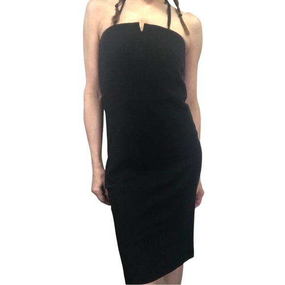 Vintage 90’s Lauren Ralph Lauren Midi Dress Sz 4 Black Cocktail Minimalist Retro - Picture 1 of 13